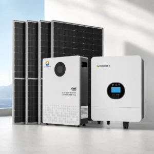 پکیج باطری LV TopSun + سانورتر گرووات 6000 growatt + چهار عدد پنل